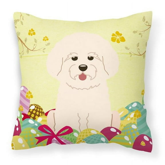 Carolines Treasures BB6075PW1818 Easter Eggs Bichon Frise Fabric Decorative Pillow