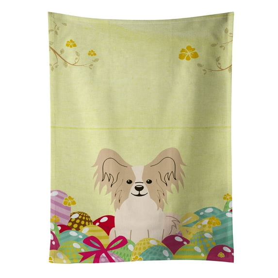 Carolines Treasures BB6077KTWL Easter Eggs Papillon Sable White Kitchen Towel 15 X 28" multicolor