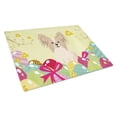 thumbnail image 1 of Carolines Treasures BB6077LCB Easter Eggs Papillon Sable White Glass Cutting Board Large, 12H x 16W, multicolor, 1 of 2