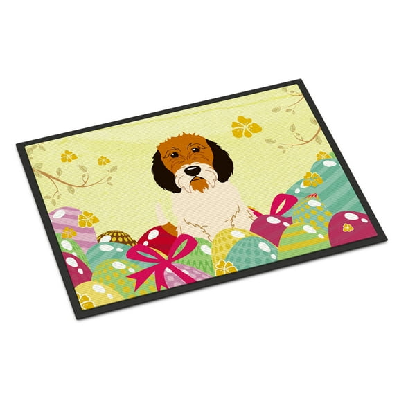 Carolines Treasures BB6079MAT 18 x 27 in. Easter Eggs Petit Basset Griffon Veenden Indoor or Outdoor Mat