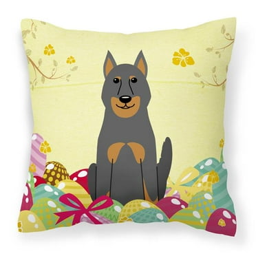 Carolines Treasures BB6080PW1414 Easter Eggs Beauce Shepherd Dog Fabric Decorative Pillow