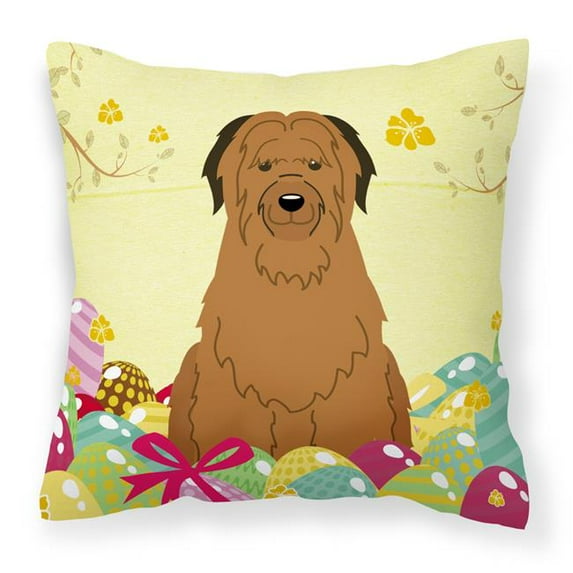 Carolines Treasures BB6082PW1818 Easter Eggs Briard Brown Fabric Decorative Pillow