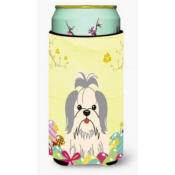 Carolines Treasures BB6085TBC Easter Eggs Shih Tzu Silver White Tall Boy Beverage Insulator Hugger
