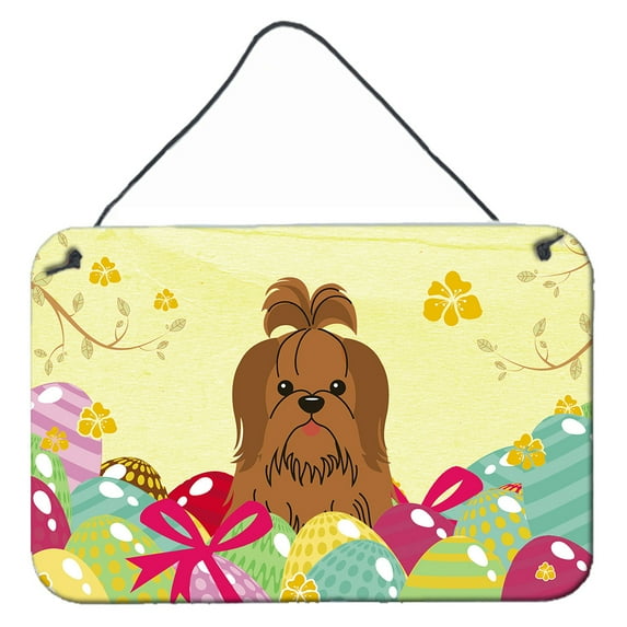 Carolines Treasures BB6086DS812 Easter Eggs Shih Tzu Silver Chocolate Wall or Door Hanging Prints
