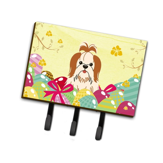 Carolines Treasures BB6087TH68 Easter Eggs Shih Tzu Red White Leash or Key Holder Triple multicolor