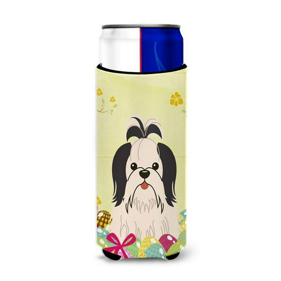 Carolines Treasures BB6088MUK Easter Eggs Shih Tzu Black White Michelob Ultra Hugger for Slim Cans