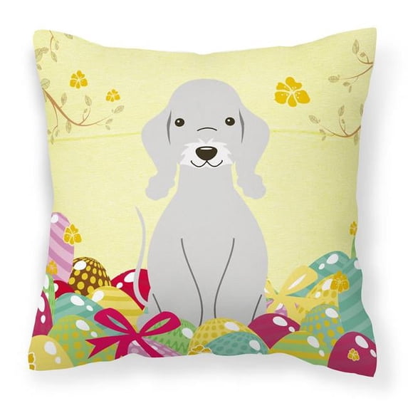 Carolines Treasures BB6090PW1818 Easter Eggs Bedlington Terrier Blue Fabric Decorative Pillow