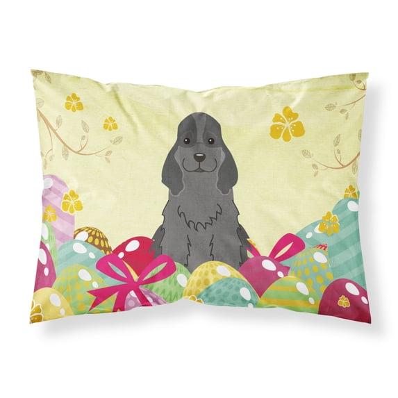 Carolines Treasures BB6092PILLOWCASE Easter Eggs Cocker Spaniel Black Fabric Standard Pillowcase Standard multicolor