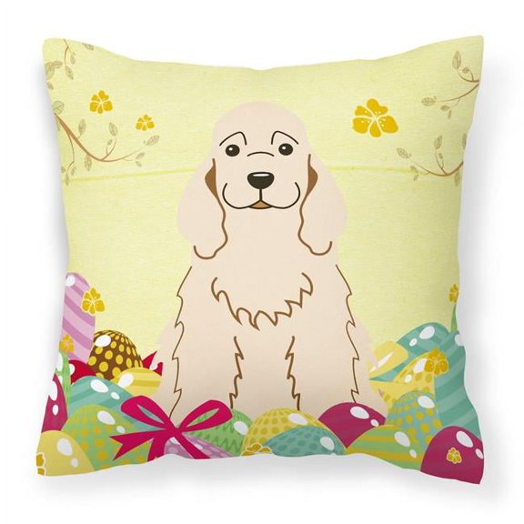Carolines Treasures BB6094PW1818 Easter Eggs Cocker Spaniel Buff Fabric Decorative Pillow