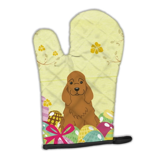 Carolines Treasures BB6095OVMT Easter Eggs Cocker Spaniel Red Oven Mitt Large multicolor