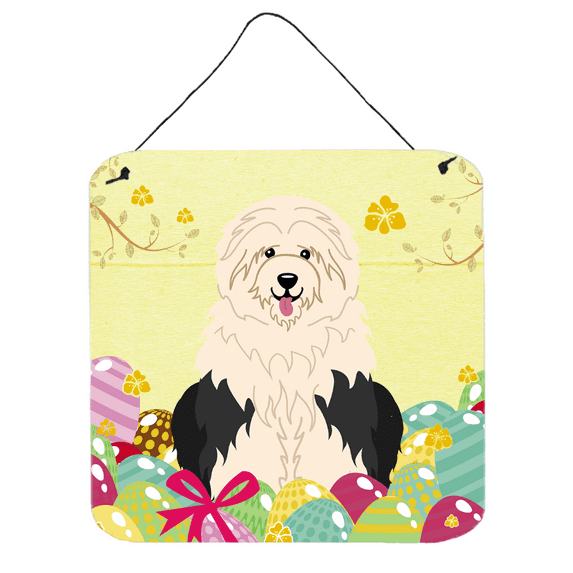 Carolines Treasures BB6096DS66 Easter Eggs Old English Sheepdog Wall or Door Hanging Prints