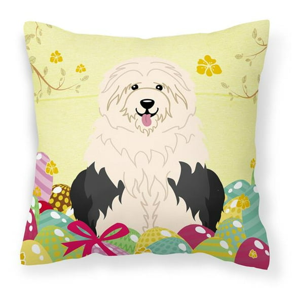 Caroline's Treasures BB6096PW1818 Easter Eggs Old English Sheepdog Fabric Decorative Pillow , 18H x18W, multicolor