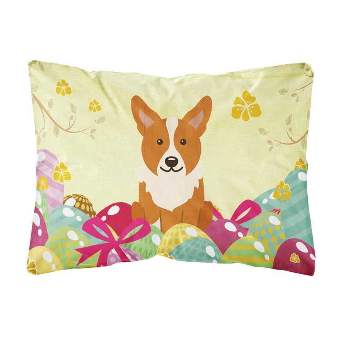 Carolines Treasures BB6100PW1216 Easter Eggs Corgi Canvas Fabric Decorative Pillow, 12H x16W, multicolor