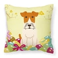 thumbnail image 1 of Carolines Treasures BB6101PW1818 Easter Eggs Wire Fox Terrier Fabric Decorative Pillow, 1 of 2