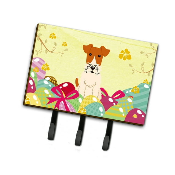 Carolines Treasures BB6101TH68 Easter Eggs Wire Fox Terrier Leash or Key Holder Triple multicolor
