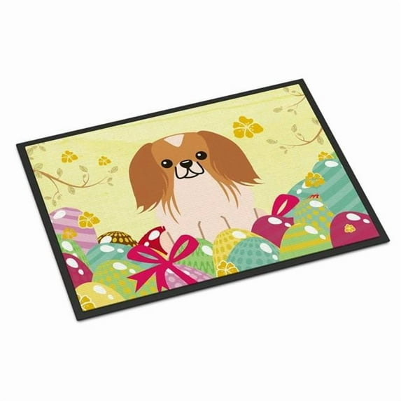 Carolines Treasures BB6103MAT 18 x 27 in. Easter Eggs Pekingnese Red White Indoor or Outdoor Mat