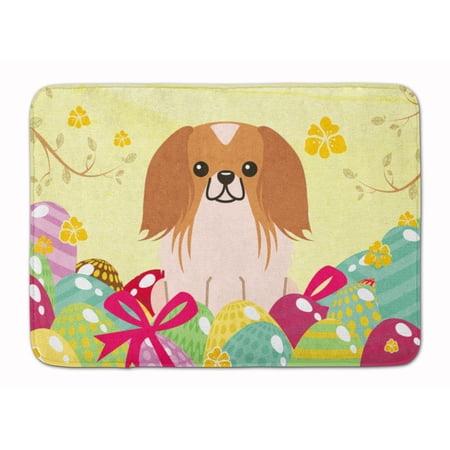 Easter Eggs Pekingnese Red White Machine Washable Memory Foam Mat