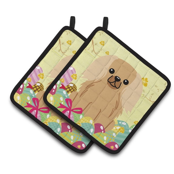 Carolines Treasures BB6104PTHD Easter Eggs Pekingnese Fawn Sable Pair of Pot Holders