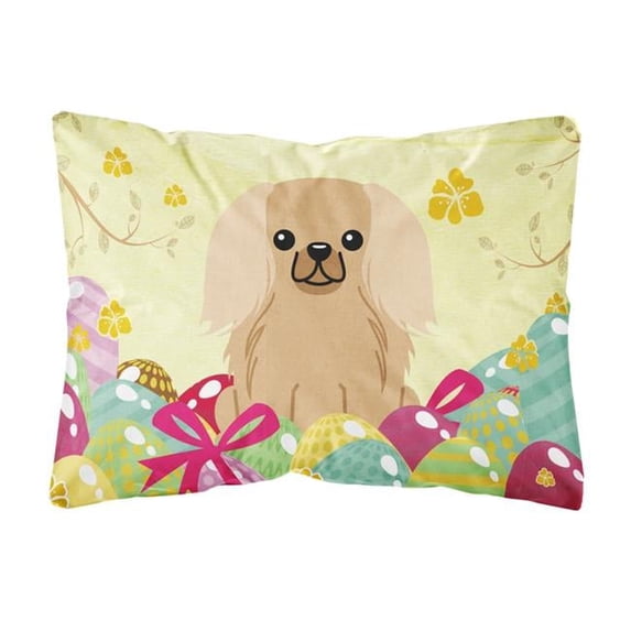 Carolines Treasures BB6104PW1216 Easter Eggs Pekingese Fawn Sable Canvas Fabric Decorative Pillow, 12H x16W, multicolor