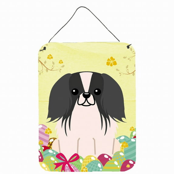 Caroline's Treasures BB6105DS1216 Easter Eggs Pekingese Black White Wall or Door Hanging Prints, 12x16, multicolor