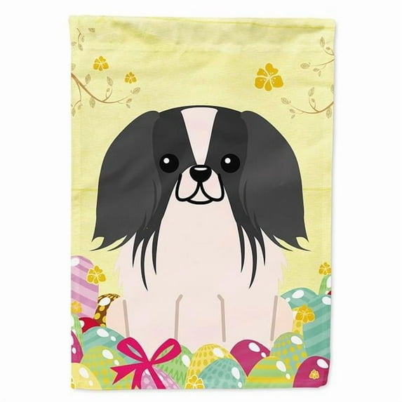 Caroline's Treasures BB6105GF Easter Eggs Pekingnese Black White Flag Garden Size , Small, multicolor