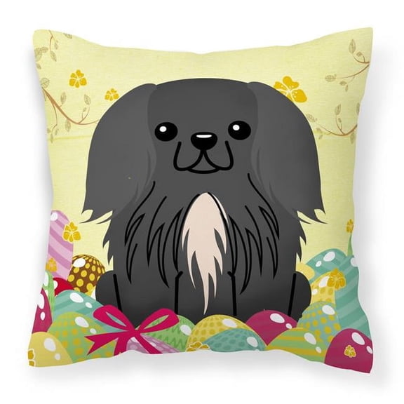 Carolines Treasures BB6107PW1818 Easter Eggs Pekingnese Black Fabric Decorative Pillow