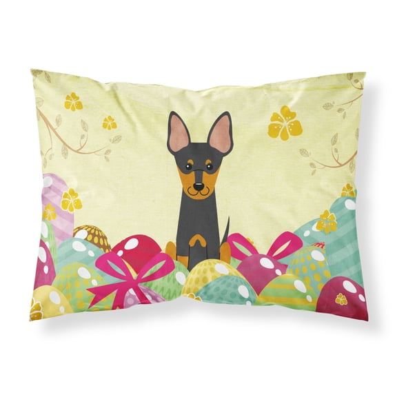 Carolines Treasures BB6109PILLOWCASE Easter Eggs English Toy Terrier Fabric Standard Pillowcase Standard multicolor