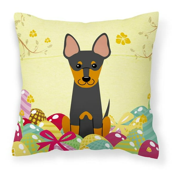 Carolines Treasures BB6109PW1818 Easter Eggs English Toy Terrier Fabric Decorative Pillow