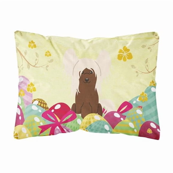 Carolines Treasures BB6113PW1216 Easter Eggs Chinese Crested Cream Canvas Fabric Decorative Pillow
