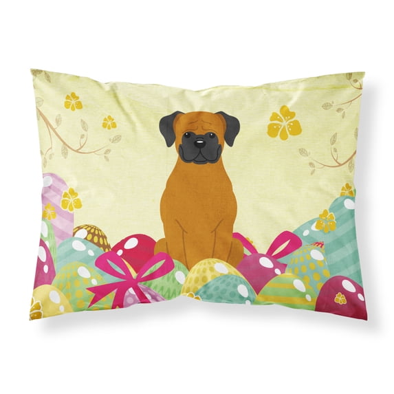 Carolines Treasures BB6115PILLOWCASE Easter Eggs Fawn Boxer Fabric Standard Pillowcase Standard multicolor