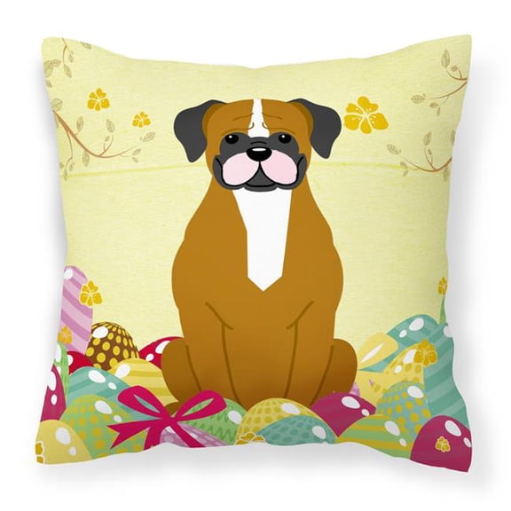 Carolines Treasures BB6116PW1414 Easter Eggs Flashy Fawn Boxer Fabric Decorative Pillow