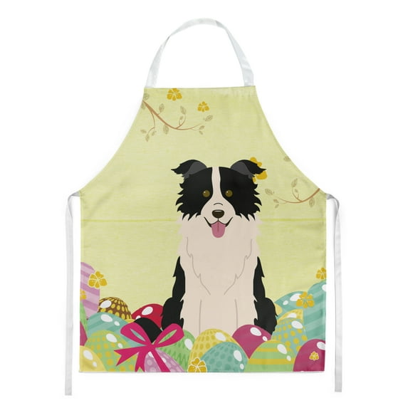 Carolines Treasures BB6118APRON Easter Eggs Border Collie Black White Apron Large multicolor
