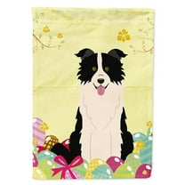 Caroline's Treasures BB6118GF Easter Eggs Border Collie Black White Flag Garden Size , Small, multicolor