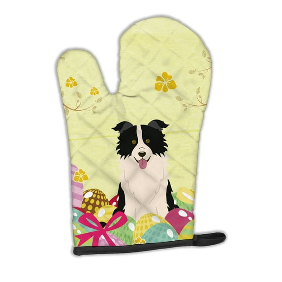 Carolines Treasures BB6118OVMT Easter Eggs Border Collie Black White Oven Mitt Large multicolor