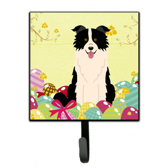 Carolines Treasures BB6118SH4 Easter Eggs Border Collie Black White Leash or Key Holder 7Hx4.25W multicolor