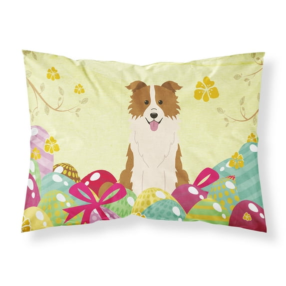 Carolines Treasures BB6119PILLOWCASE Easter Eggs Border Collie Red White Fabric Standard Pillowcase Standard multicolor