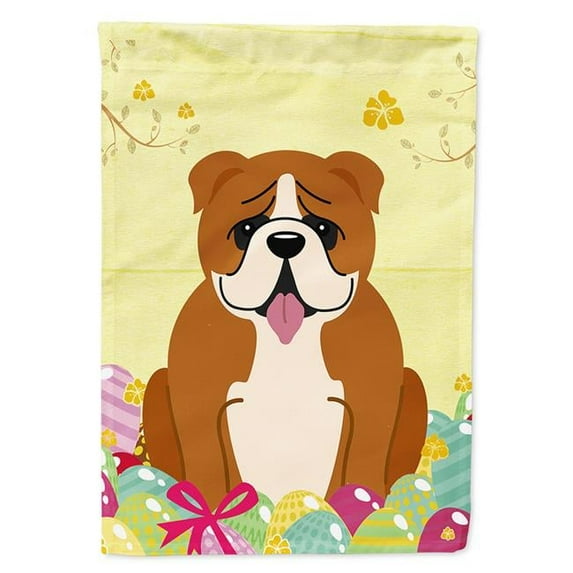 Caroline's Treasures BB6120GF Easter Eggs English Bulldog Red White Flag Garden Size , Small, multicolor