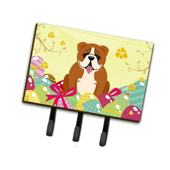 Carolines Treasures BB6120TH68 Easter Eggs English Bulldog Red White Leash or Key Holder Triple multicolor