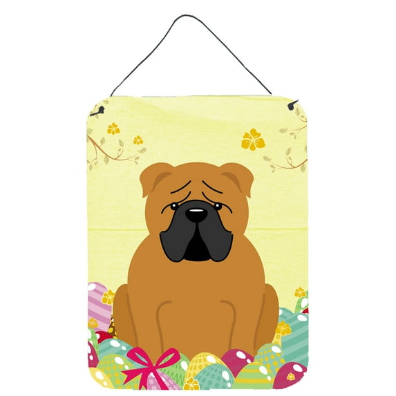 Caroline's Treasures BB6122DS1216 Easter Eggs English Bulldog Red Wall or Door Hanging Prints, 12x16, multicolor