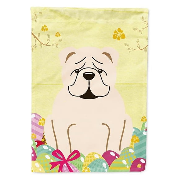 Carolines Treasures BB6123CHF Easter Eggs English Bulldog White Flag Canvas House Size