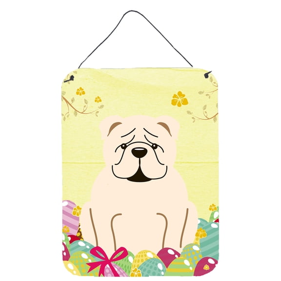 Caroline's Treasures BB6123DS1216 Easter Eggs English Bulldog White Wall or Door Hanging Prints, 12x16, multicolor