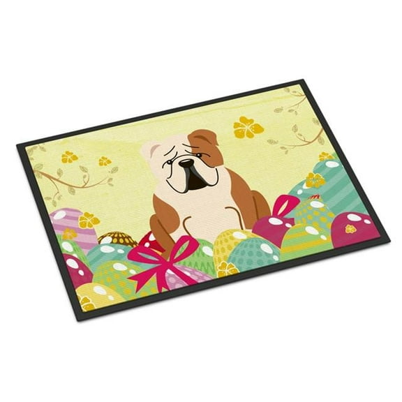 Carolines Treasures BB6125MAT 18 x 27 in. Easter Eggs English Bulldog Fawn White Indoor or Outdoor Mat