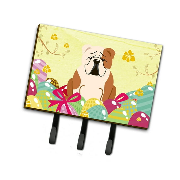 Carolines Treasures BB6125TH68 Easter Eggs English Bulldog Fawn White Leash or Key Holder Triple multicolor