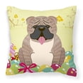 thumbnail image 1 of Carolines Treasures BB6126PW1818 Easter Eggs English Bulldog Grey Brindle Fabric Decorative Pillow, 1 of 2