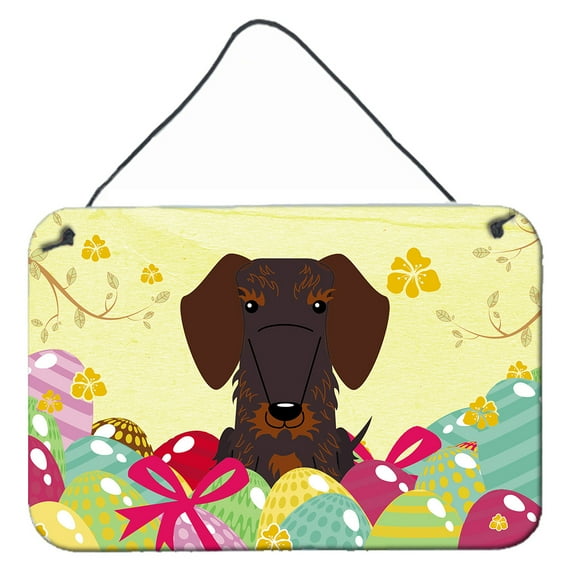 Carolines Treasures BB6129DS812 Easter Eggs Wire Haired Dachshund Chocolate Wall or Door Hanging Prints