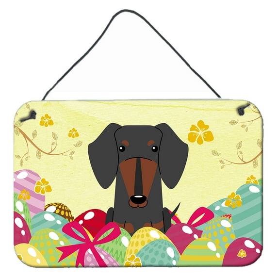 Carolines Treasures BB6132DS812 Easter Eggs Dachshund Black Tan Wall or Door Hanging Prints