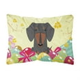 thumbnail image 1 of Carolines Treasures BB6132PW1216 Easter Eggs Dachshund Black Tan Canvas Fabric Decorative Pillow, 12H x16W, multicolor, 1 of 3