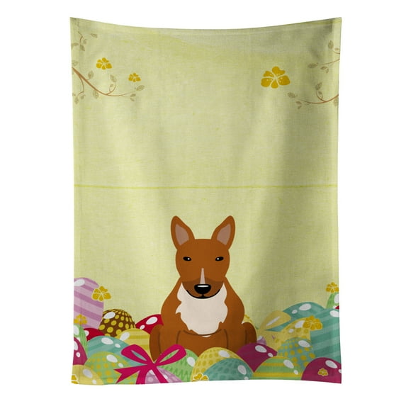 Carolines Treasures BB6134KTWL Easter Eggs Bull Terrier Red Kitchen Towel 15 X 28" multicolor