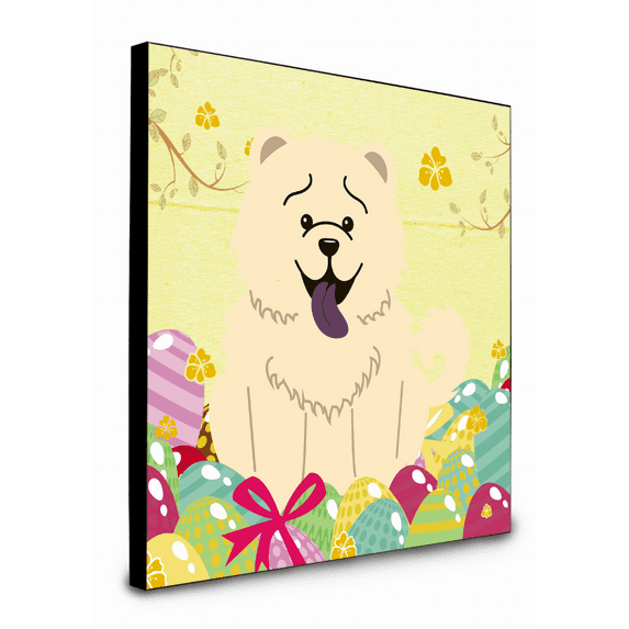 Carolines Treasures BB6140UP88 8 x 8 x 0.625 in. Easter Eggs Chow Chow White Artwork Panel Wall Decor