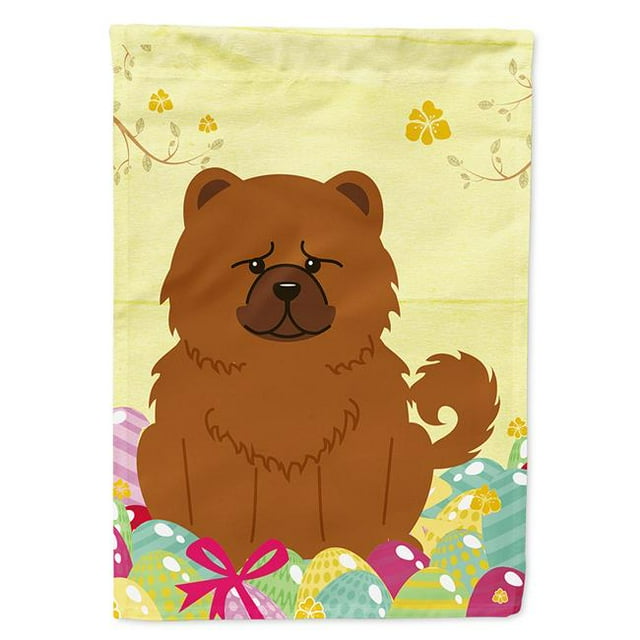 Carolines Treasures BB6142CHF Easter Eggs Chow Chow Red Flag Canvas House Size